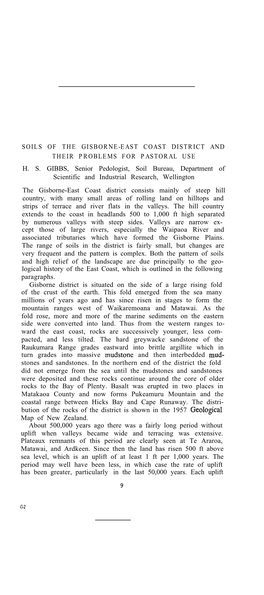 Soils of Gisborne-East Coast District and Their Problems for Pastoral