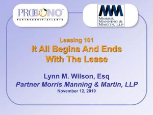 It All Begins and Ends with the Lease