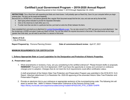 2019-2020 Annual Report (Reporting Period Is from October 1, 2019 Through September 30, 2020)
