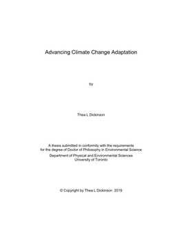 Advancing Climate Change Adaptation