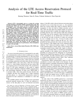 Analysis of the LTE Access Reservation Protocol for Real-Time Trafﬁc Henning Thomsen, Nuno K