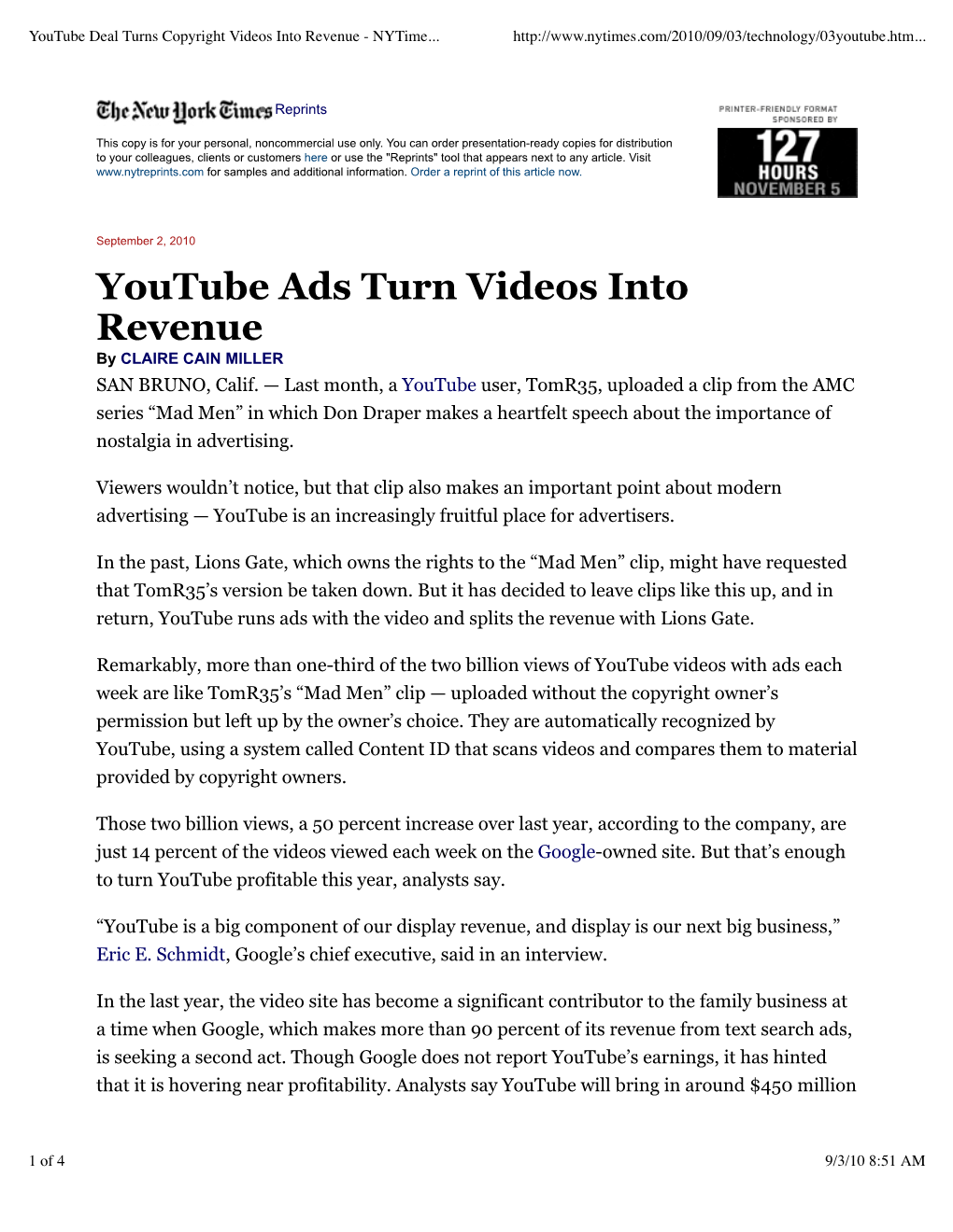 Youtube Deal Turns Copyright Videos Into Revenue - Nytime