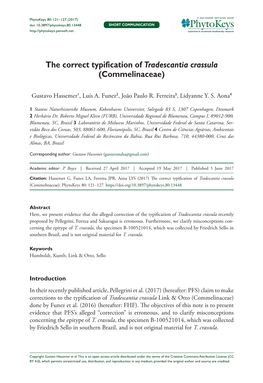The Correct Typification of Tradescantia Crassula (Commelinaceae)