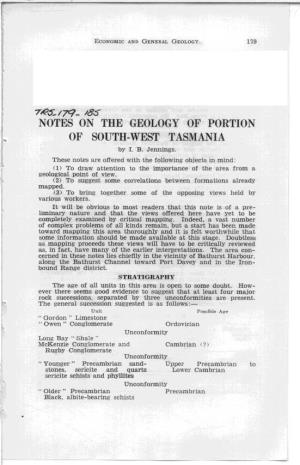 Notes on the Geology of Portion of South-West