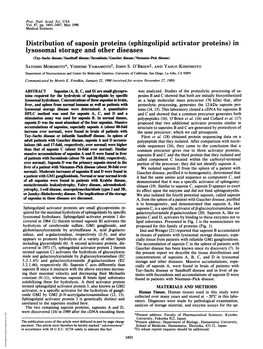 (Sphingolipid Activator Proteins) in Lysosomal Storage And