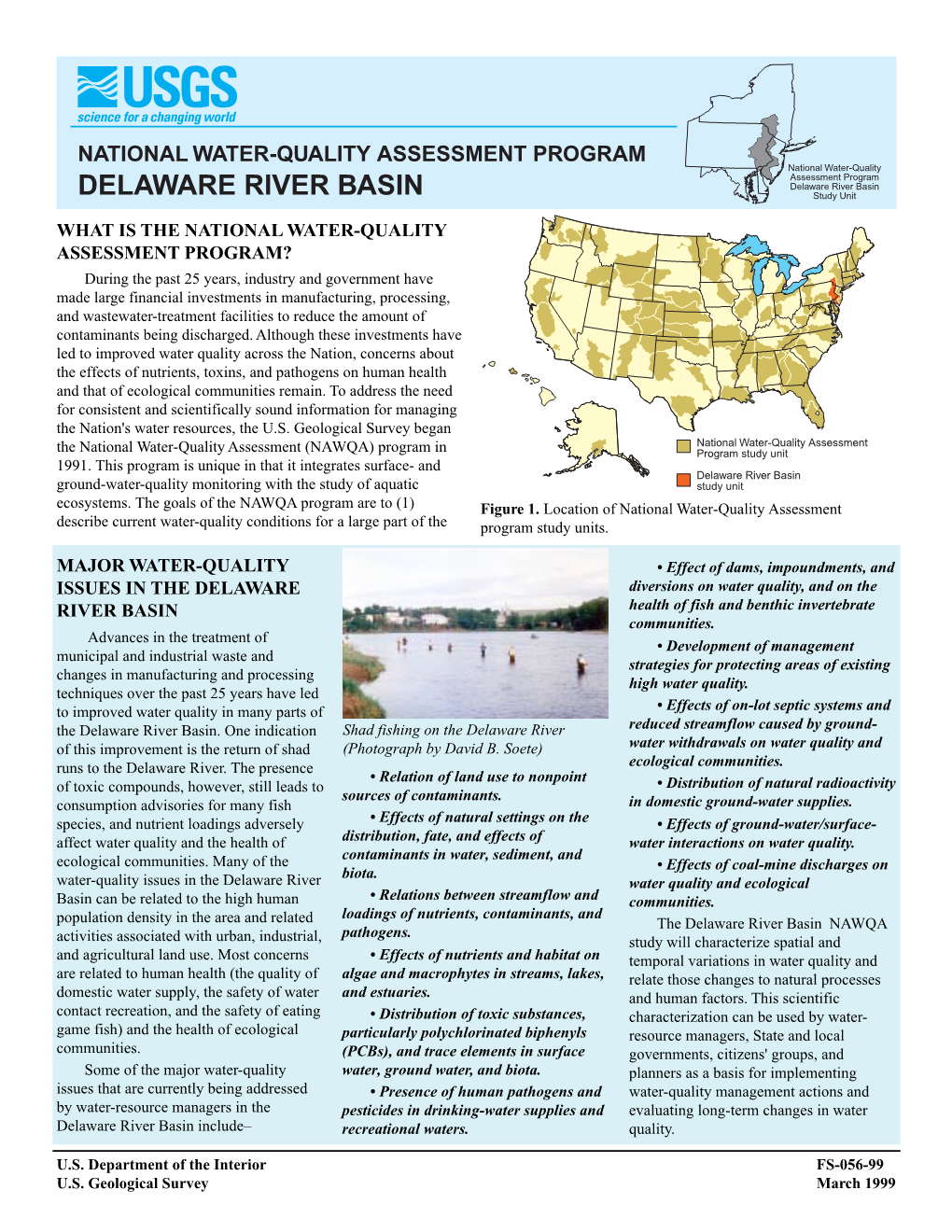 NATIONAL WATER-QUALITY ASSESSMENT PROGRAM National Water-Quality Assessment Program Delaware River Basin DELAWARE RIVER BASIN Study Unit