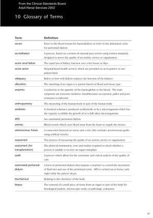 10 Glossary of Terms