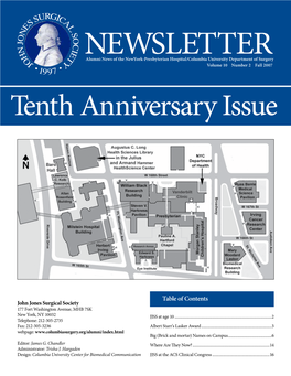 Newsletteralumni News of the Newyork-Presbyterian Hospital/Columbia University Department of Surgery Volume 10 Number 2 Fall 2007 Tenth Anniversary Issue