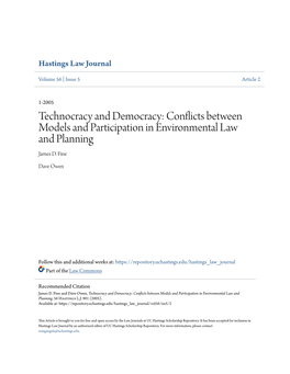 Conflicts Between Models and Participation in Environmental Law and Planning James D