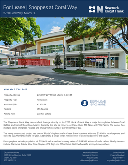 For Lease | Shoppes at Coral Way 2750 Coral Way, Miami, FL