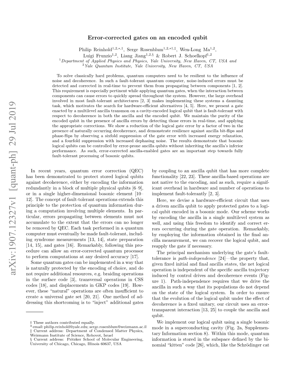 Error-Corrected Gates on an Encoded Qubit