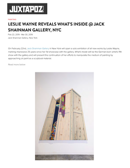 Leslie Wayne Reveals What's Inside @ Jack Shainman