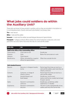 What Jobs Could Soldiers Do Within the Auxiliary Unit?