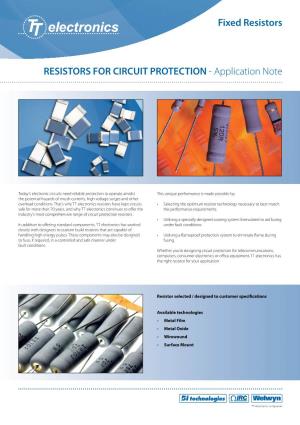 RESISTORS for CIRCUIT PROTECTION - Application Note