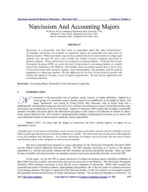 Narcissism and Accounting Majors Jill Brown, Ph.D