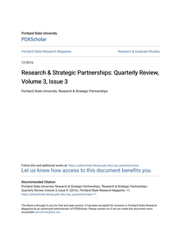 Research & Strategic Partnerships: Quarterly Review, Volume 3, Issue 3