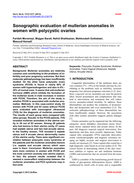 Sonographic Evaluation of Mullerian Anomalies in Women with Polycystic Ovaries