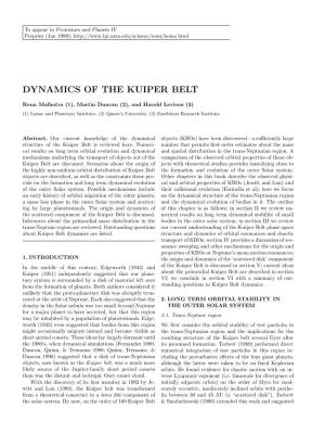 Dynamics of the Kuiper Belt