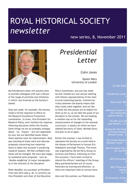ROYAL HISTORICAL SOCIETY Newsletter New Series, 8, November 2011