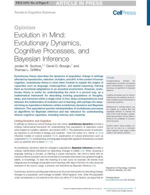 Evolutionary Dynamics, Cognitive Processes, and Bayesian Inference Jordan W
