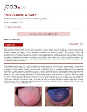 Taste Disorders: a Review