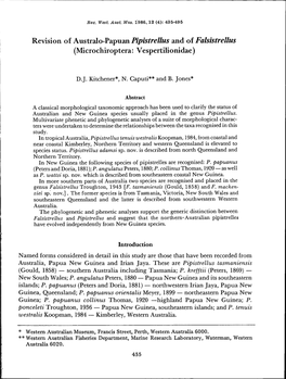 Revision of Australo-Papuan Pipistrellus and of Falsistrellus (Microchiroptera: Vespertiiionidae)