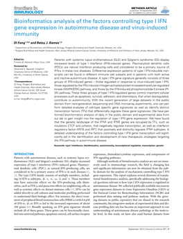 Bioinformatics Analysis of the Factors Controlling Type I IFN Gene Expression in Autoimmune Disease and Virus-Induced Immunity