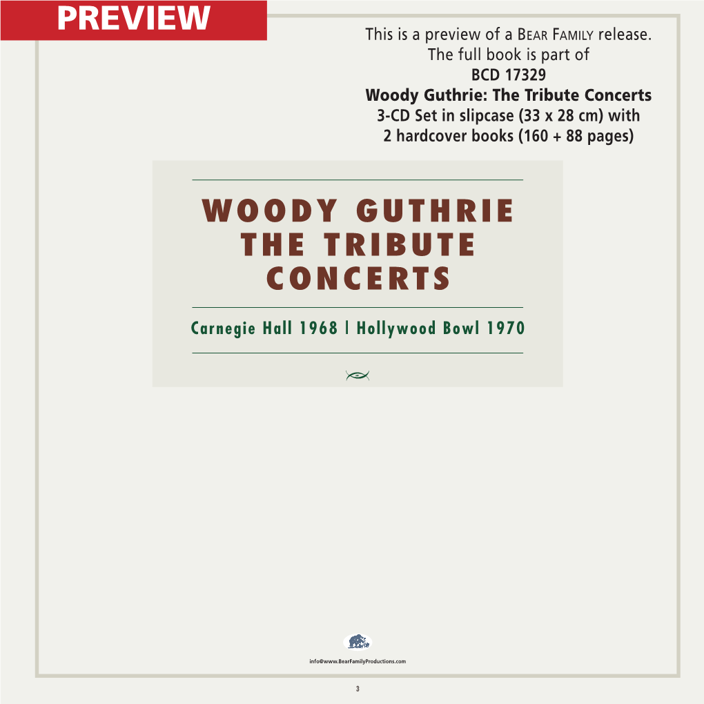 Woody Guthrie: the Tribute Concerts 3-CD Set in Slipcase (33 X 28 Cm) with 2 Hardcover Books (160 + 88 Pages)