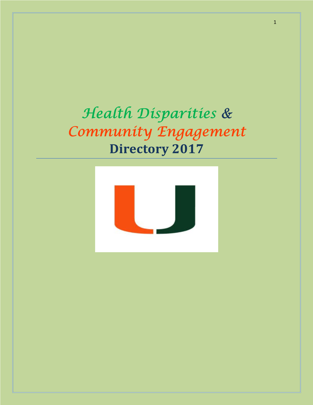 Health Disparities & Community Engagement Directory 2017