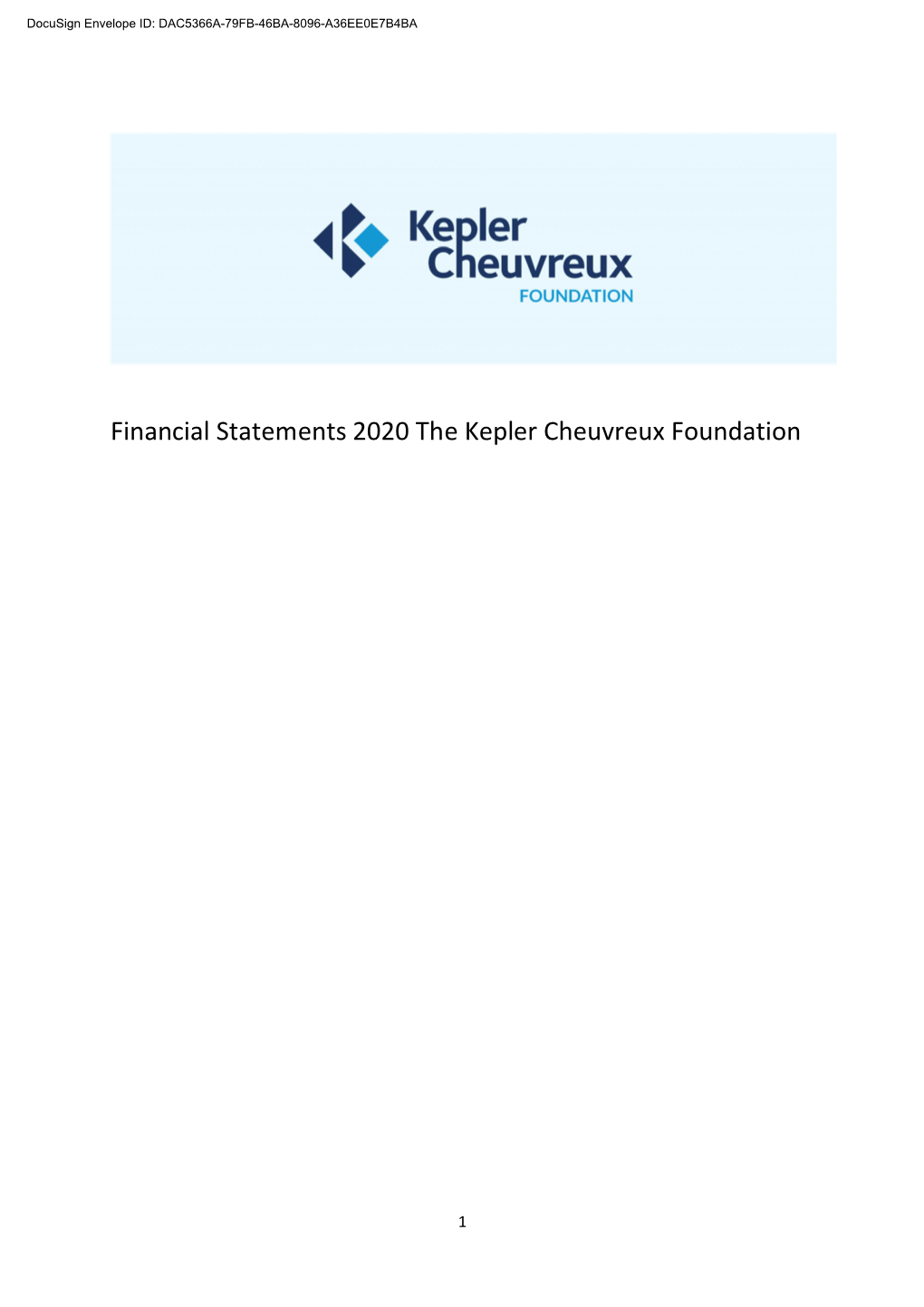 Financial Statements 2020 the Kepler Cheuvreux Foundation