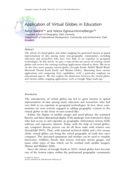 Application of Virtual Globes in Education