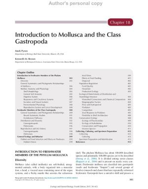 Introduction to Mollusca and the Class Gastropoda