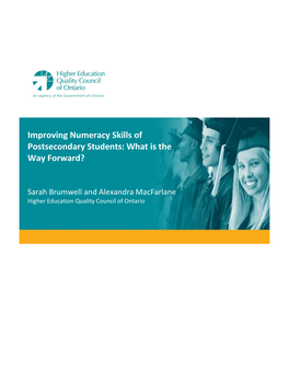 Improving Numeracy Skills of Postsecondary Students: What Is the Way Forward?