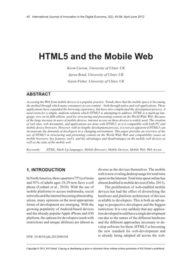 HTML5 and the Mobile Web