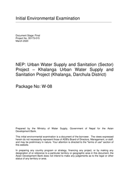 35173-015: Urban Water Supply and Sanitation (Sector) Project