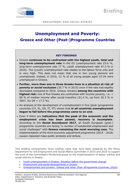 Unemployment and Poverty:Greece and Other