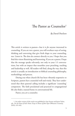 The Pastor As Counselor1