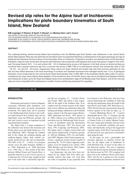 RESEARCH Revised Slip Rates for the Alpine Fault At