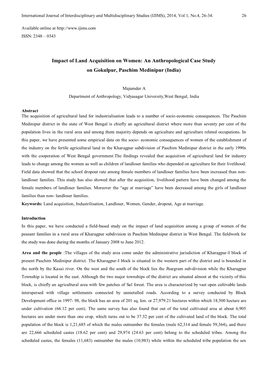 Impact of Land Acquisition on Women: an Anthropological Case Study on Gokulpur, Paschim Medinipur (India)