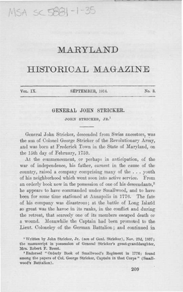 Maryland Historical Magazine, 1914, Volume 9, Issue No. 3