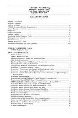 ASBMR 2011 Annual Meeting San Diego Convention Center San Diego, California, USA September 16-20, 2011