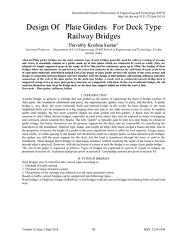 Design of Plate Girders for Deck Type Railway Bridges