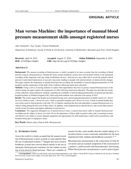 The Importance of Manual Blood Pressure Measurement Skills Amongst Registered Nurses