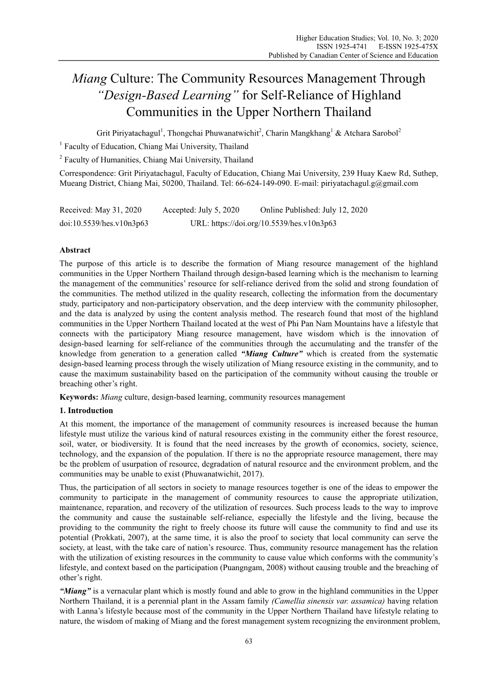 “Design-Based Learning” for Self-Reliance of Highland Communities in the Upper Northern Thailand