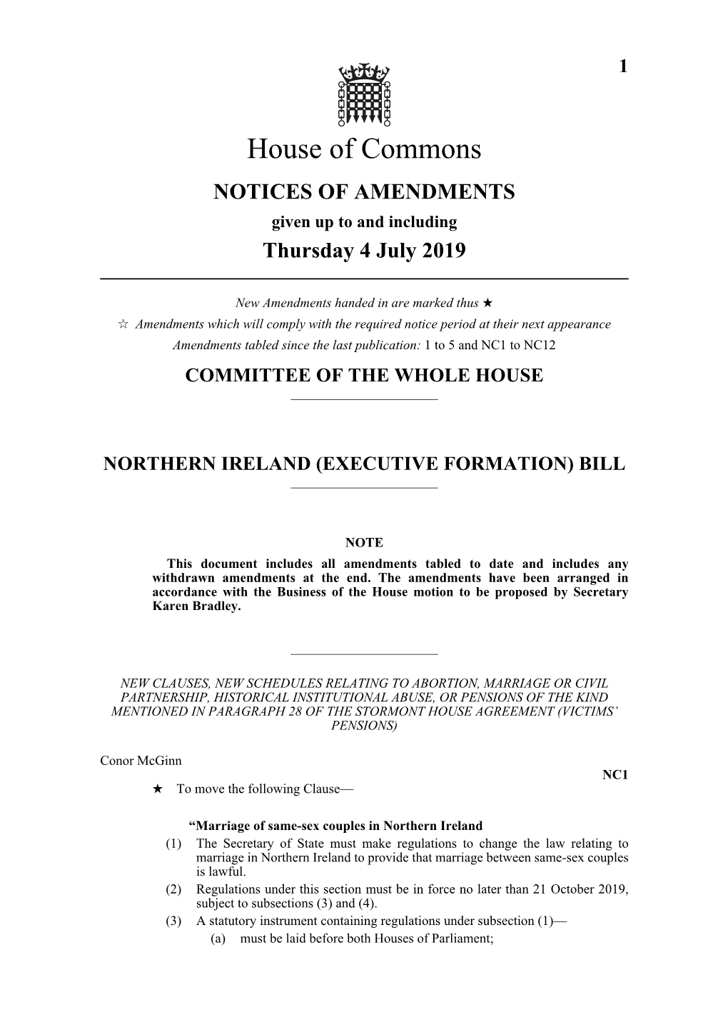 Notices of Amendments As at 4 July 2019