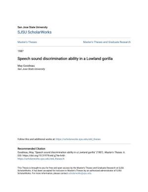 Speech Sound Discrimination Ability in a Lowland Gorilla
