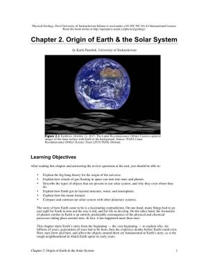 Chapter 2. Origin of Earth & the Solar System