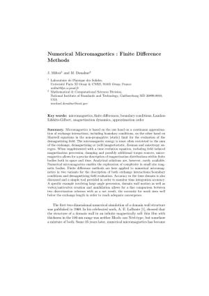 Numerical Micromagnetics : Finite Diﬀerence Methods