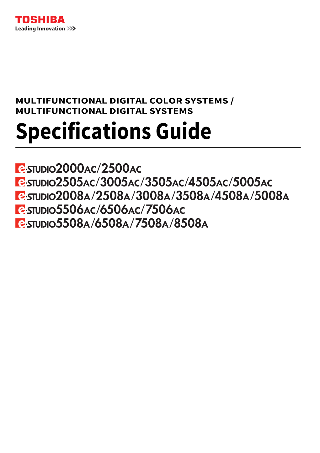 Specifications Guide