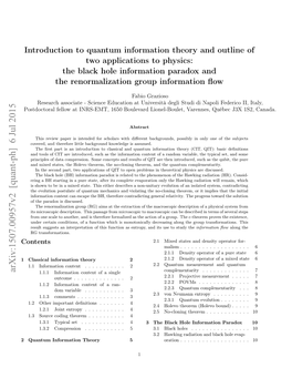 Introduction to Quantum Information Theory and Outline of Two